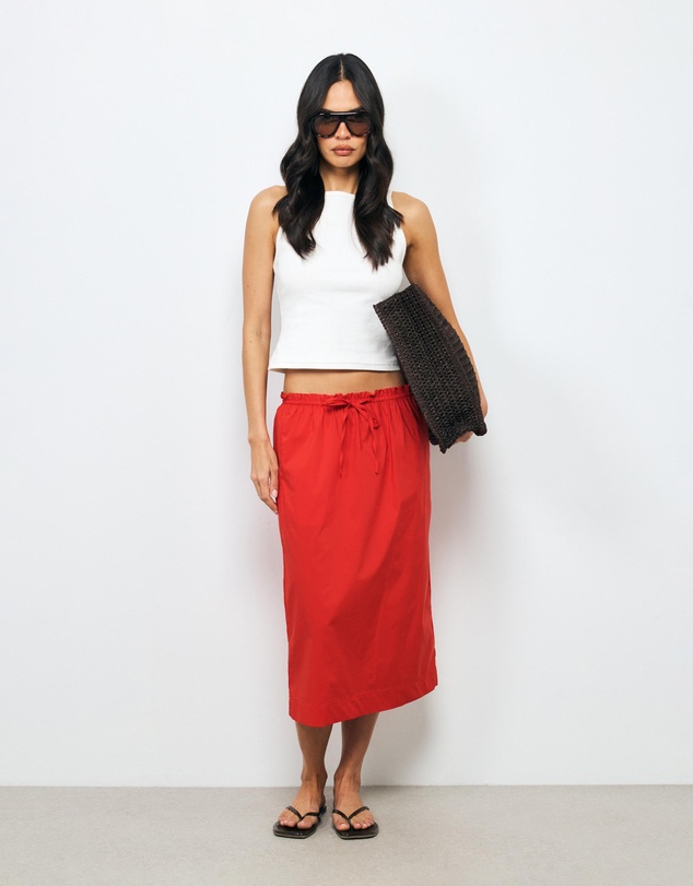AERE - Bambi Cotton Column Midi Skirt