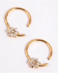 Lovisa - Gold Plated Surgical Steel Small Flower Hoop Earrings