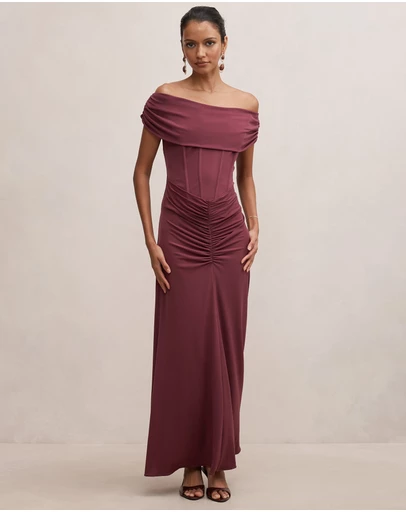 Forever New Petite - Ania Petite Ruched Bardot Maxi Dress
