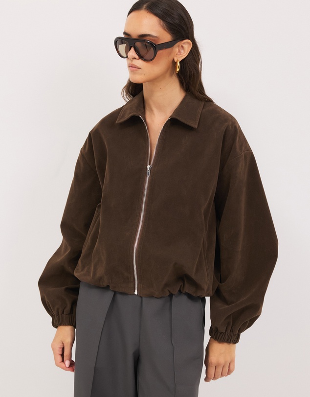 Calli - Hayden Faux Suede Bomber Jacket