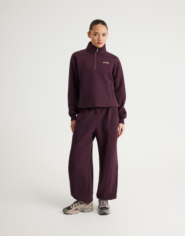 Upstate - Plush Half Zip Funnel Neck - Merlot