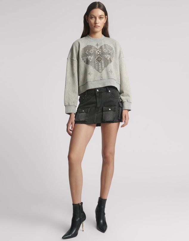 ONE TEASPOON - Sloane Low Waist Denim Mini Skirt - Faded Black