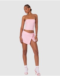 EDIKTED - Selena Asymmetric Wrap Mini Skirt