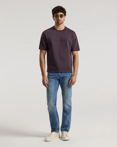 Calibre - Relaxed Fit Logo Sweat T-shirt Plum