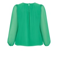 City Chic - Plus size Kelly Sheer Sleeve Top - kelly green