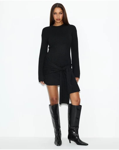 Dazie - Candice Waist Tie Knit Dress