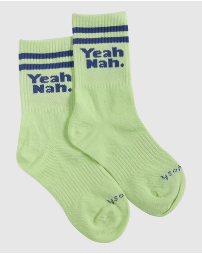 Skwosh - Yeah Nah Kids Socks in Lime
