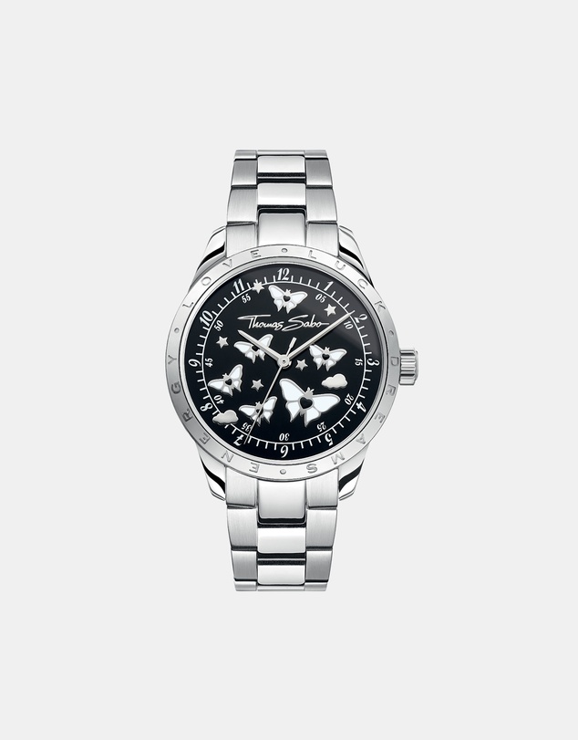 THOMAS SABO - THOMAS SABO Luminescent Butterfly 34mm Watch Black Dial