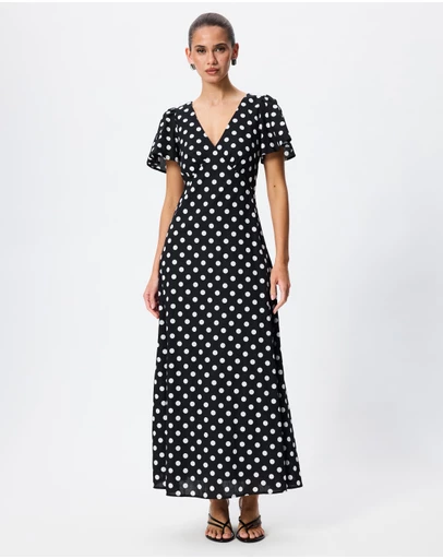 Tussah - Merlyn V Neck Polka Dot Midi Dress