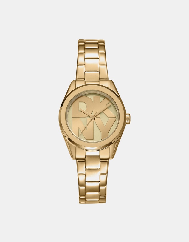 DKNY - Logo Gold 28mm Gold Dial Womens Watch + Gold Bracelet