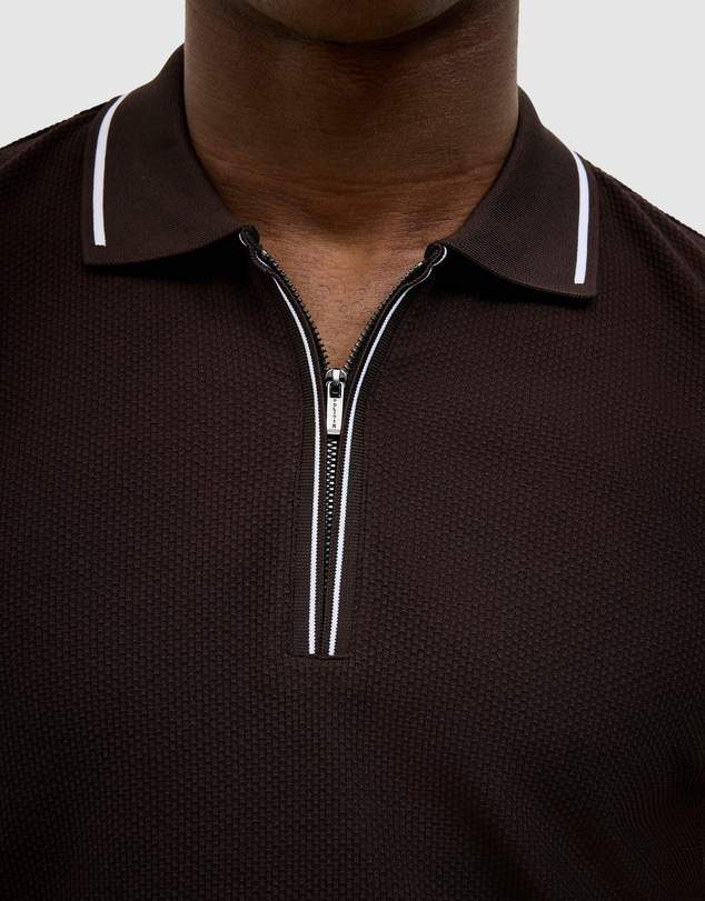 Politix - Morgan Textured Zip-up Polo