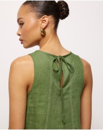 AERE - Contrast Stitch Linen Top