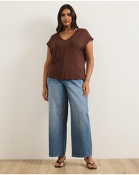 Atmos&Here Curvy - Cap Sleeve Scoop Neck T-Shirt In Jersey