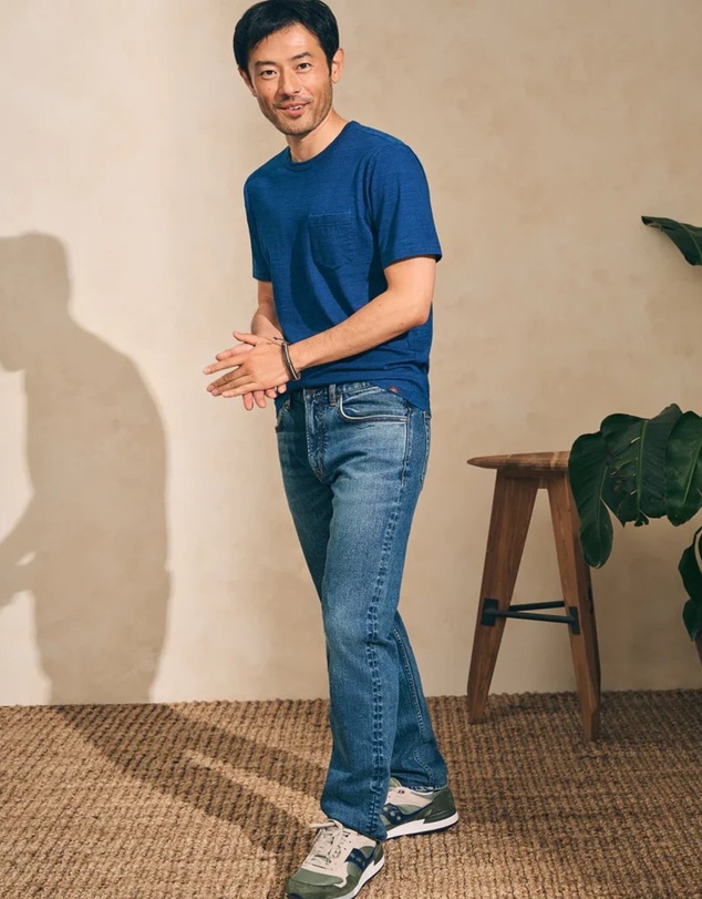 Faherty - Ss Indigo Organic Cotton Pocket Tee