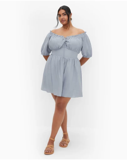 City Chic - Plus size Mela Dress - dusty blue