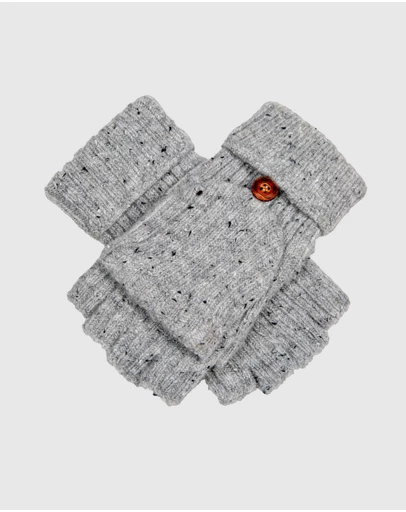 DENTS - Ribbed Knit Fingerless Gloves with Mitten Flap