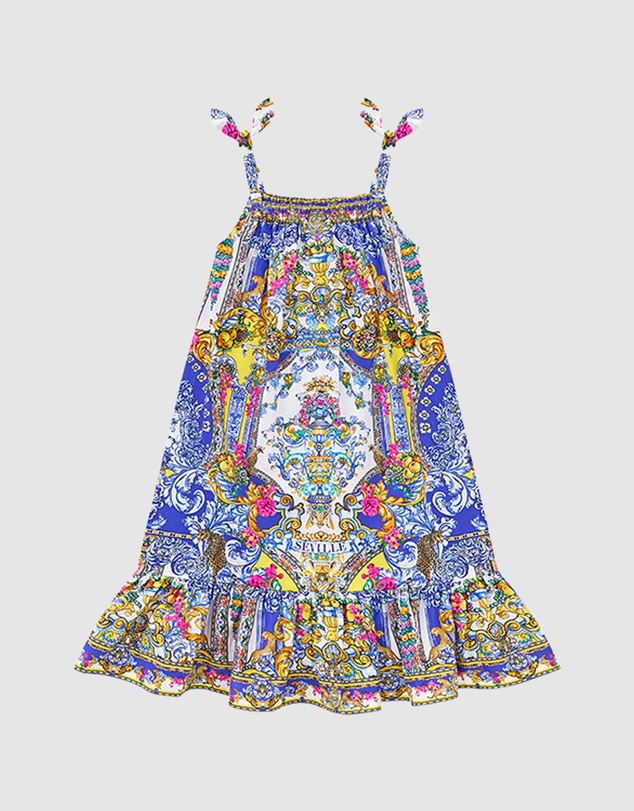 Camilla - Drawstring Maxi Dress With Bows - Kids-Teens