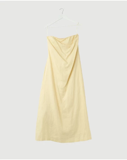 Revibe - Repaired Minima Esenciales Nivas Linen Empire Strapless Dress - AU 12