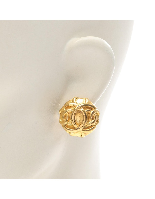 Pre-Loved by Azura Reborn - Pre-Loved Gold Plated Overlapping CC Round Clip On Earrings