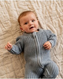 Bebe by Minihaha - Blue Knitted Zip Romper