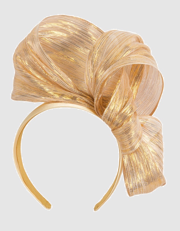 Fillies Collection - Bespoke Gold Bow Racing Fascinator