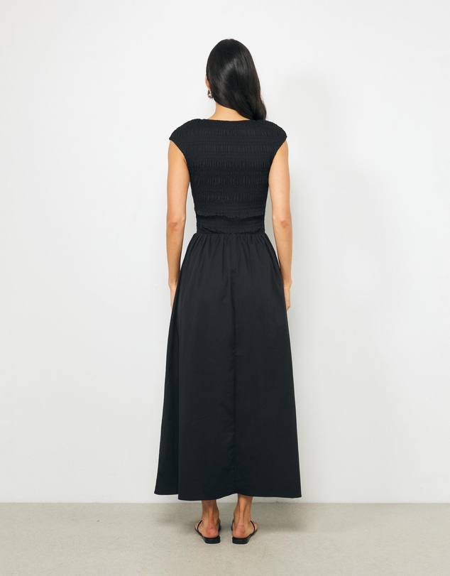 AERE - Esme Shirred Cotton Midi Dress