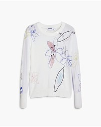 Desigual - Fine sweater with floral strokes