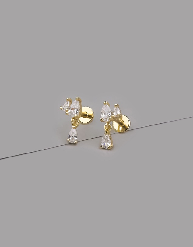 Wanderlust + Co - Teardrop Gems 14K Gold Vermeil Flat Back Earrings