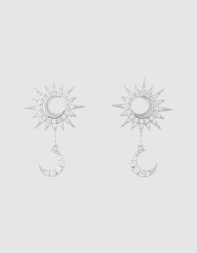 Wanderlust + Co - Sunlit Crescent Silver Drop Earrings