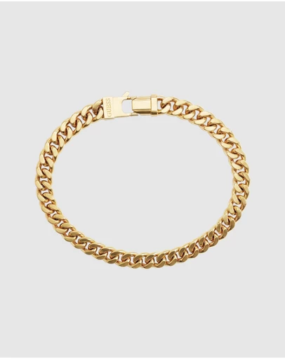 GUESS - GUESS Mens Gold-Tone 8mm Curb Chain Bracelet