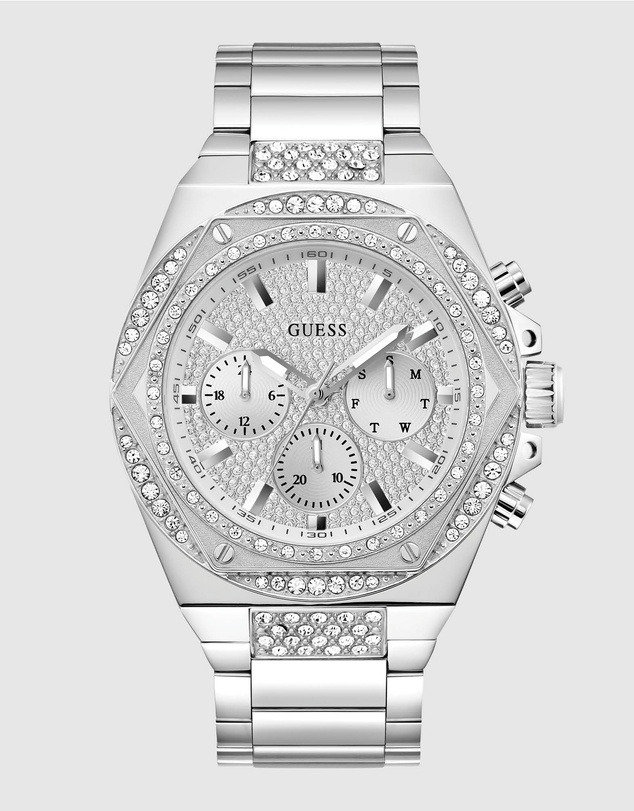 GUESS - GUESS Men's Silver Tone Multi-function Watch