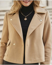 Sosandar - Camel Biker Jacket With Gold Hardware
