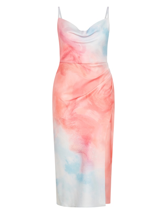 City Chic - Mali Print Dress - coral