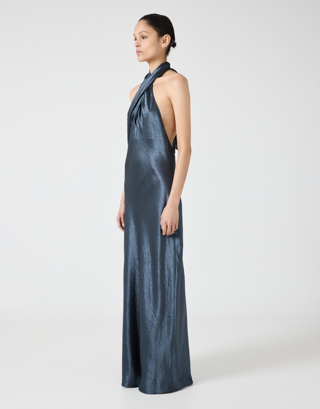 Third Form - Crush Wrap Neck Floor Length