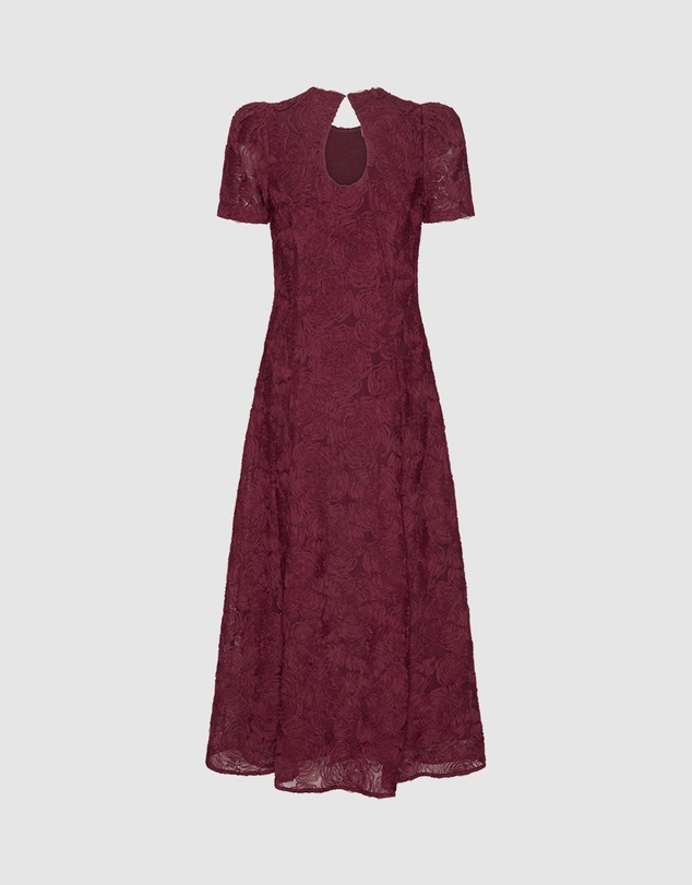 ROTATE - Flower Mesh Flared Dress