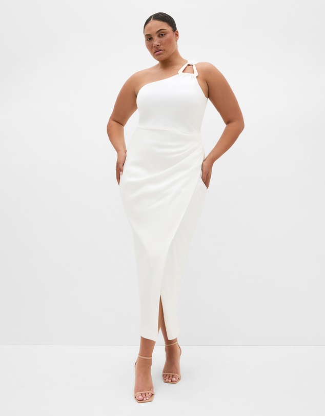 City Chic - Plus size Jayne One Shoulder Maxi Dress - ivory