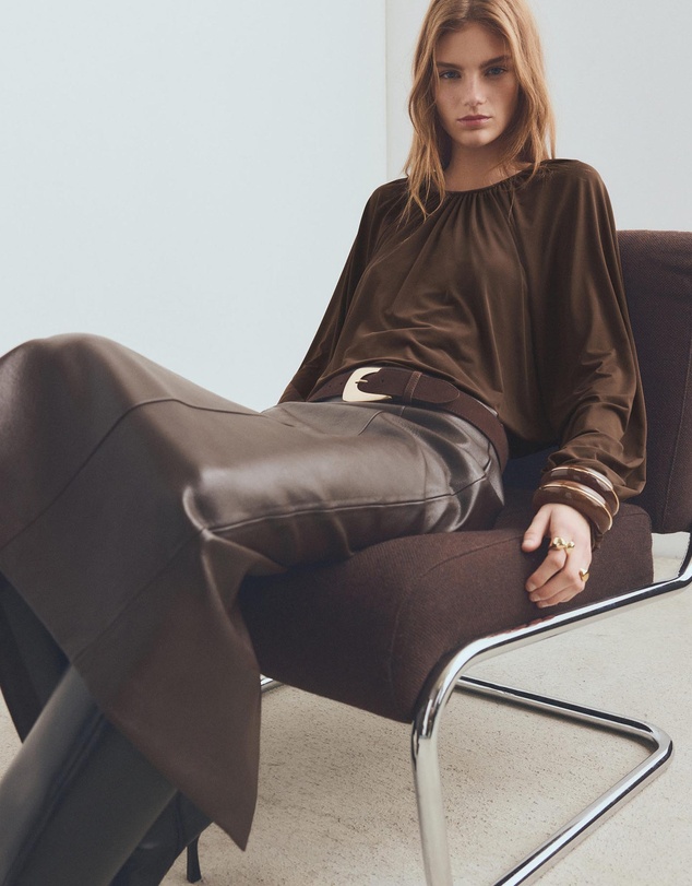 M.N.G - Gathered Blouse With Round Neckline