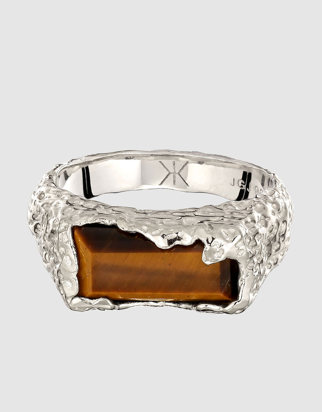 Kuzzoi - ICONIC EXCLUSIVE - Molten Tiger Eye Signet Ring in 925 Silver