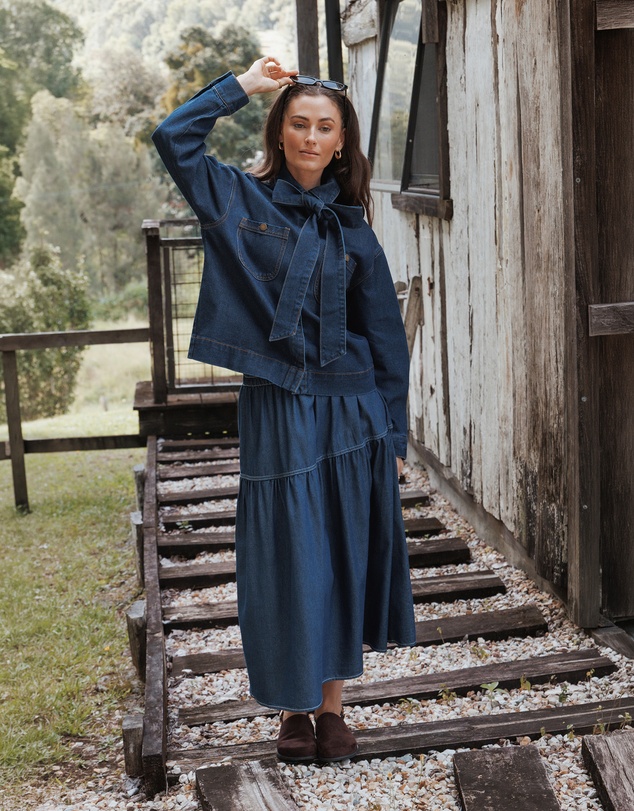 Petal & Pup - Cleo Denim Bow Jacket - Indigo