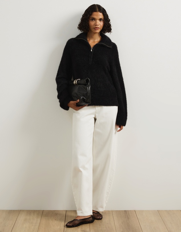 Atmos&Here - Jordie Half Zip Fluffy Turtleneck Sweater