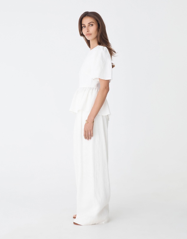 Forcast - Jade Linen Peplum Top