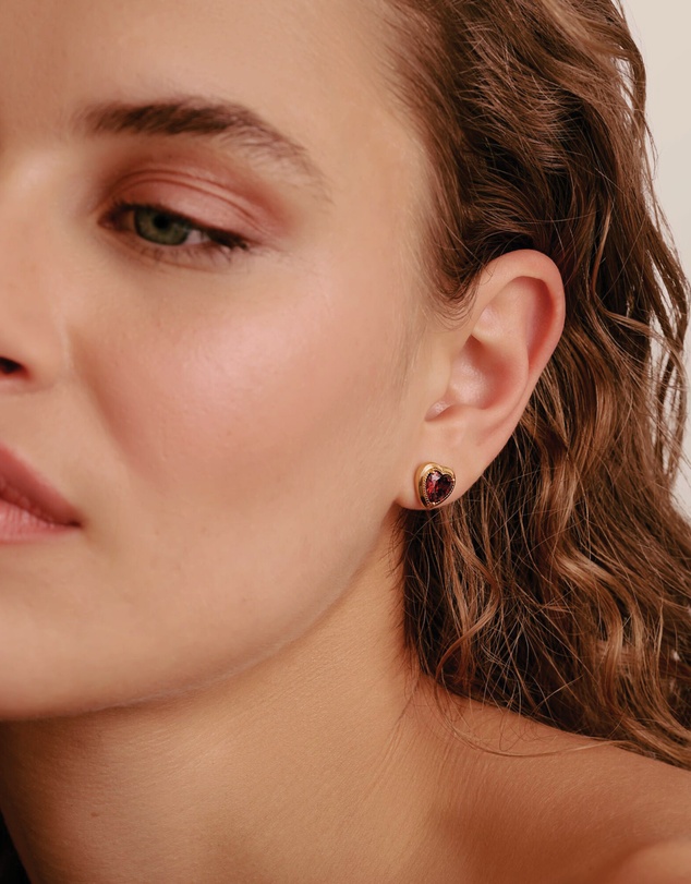 THOMAS SABO - THOMAS SABO Small Red Heart Stud Earrings Gold