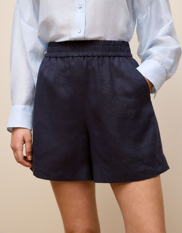 Trenery - Linen Pull On Short in Night Sky
