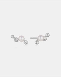 Ania Haie - Ania Haie Silver Zig-Zag Shell Pearl Stud Earrings