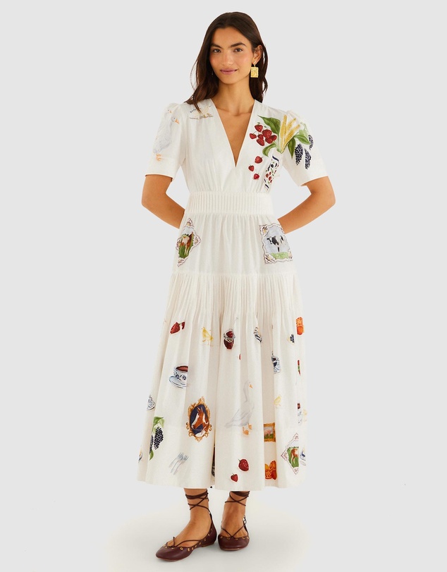 Farm Rio - Country Table Winter Short Sleeve Midi Dress
