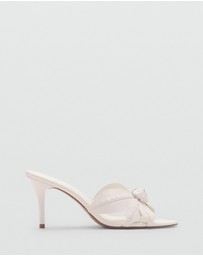 M.N.G - Leather Sandals with Flower Heels