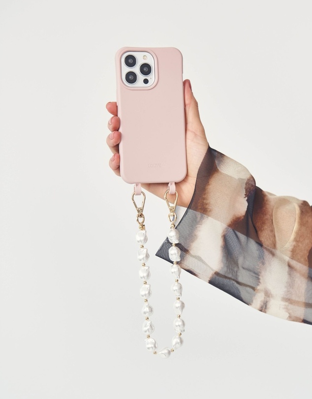 LOUVE COLLECTION - Dusty Pink Phone Case + Daisy Pearl Wristlet