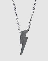Kuzzoi - ICONIC EXCLUSIVE - Necklace Men Lightning Bolt Pendant Oxidised in 925 Sterling Silver