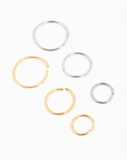 Lovisa - Mixed Metals Graduating Nose Rings 6-Pack
