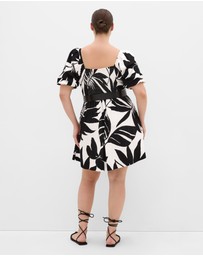 City Chic - Collins Oasis Print Belted Mini Dress - Black
